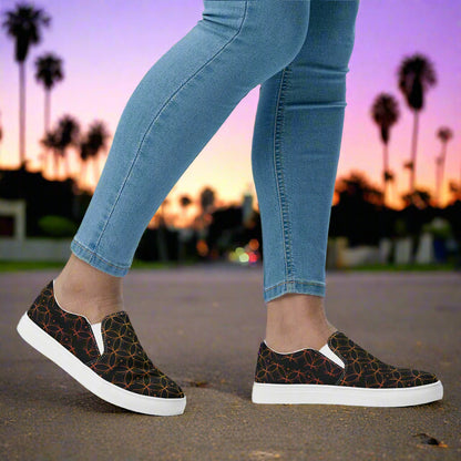 Women’s Custom Slip-on Canvas Shoes,  Streetwear Styled, Luna Black