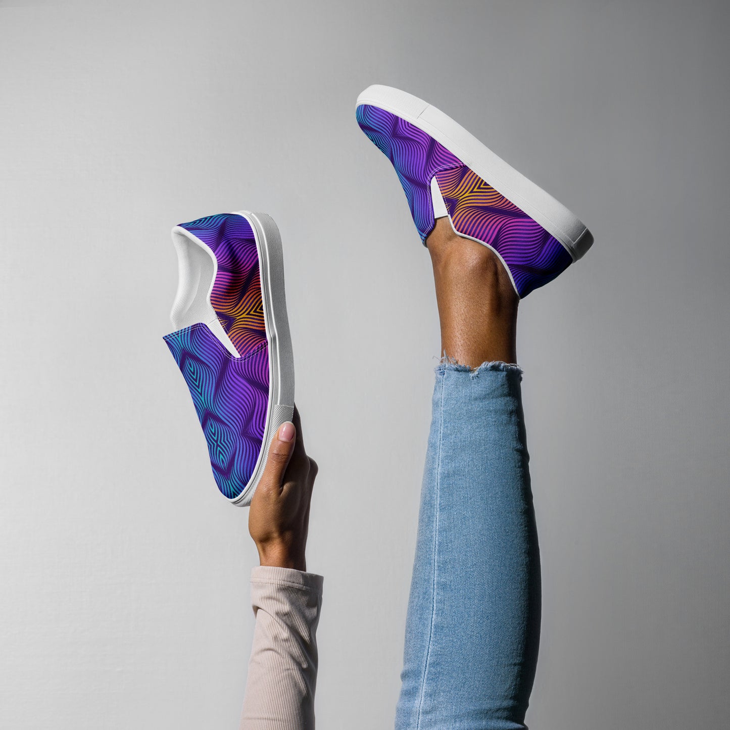 GeoMetro | Women’s Slip-on Canvas Shoes | Skater Blue