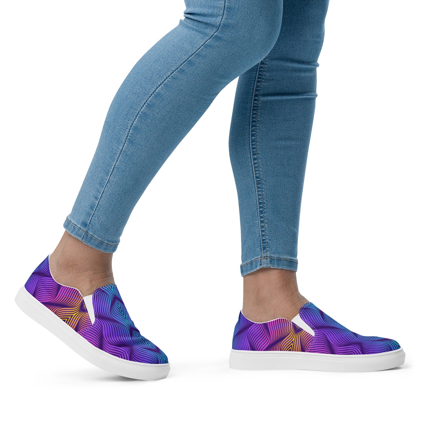 GeoMetro | Women’s Slip-on Canvas Shoes | Skater Blue