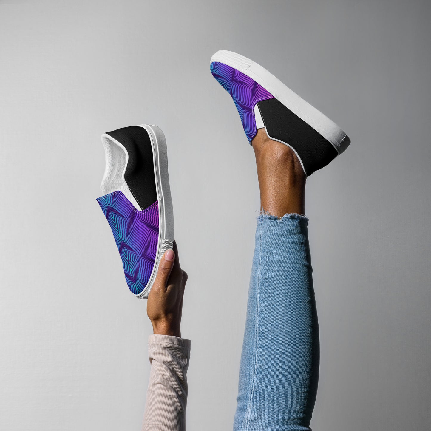 GeoMetro | Women’s Slip-on Canvas Shoes | Skater Blue Halftone