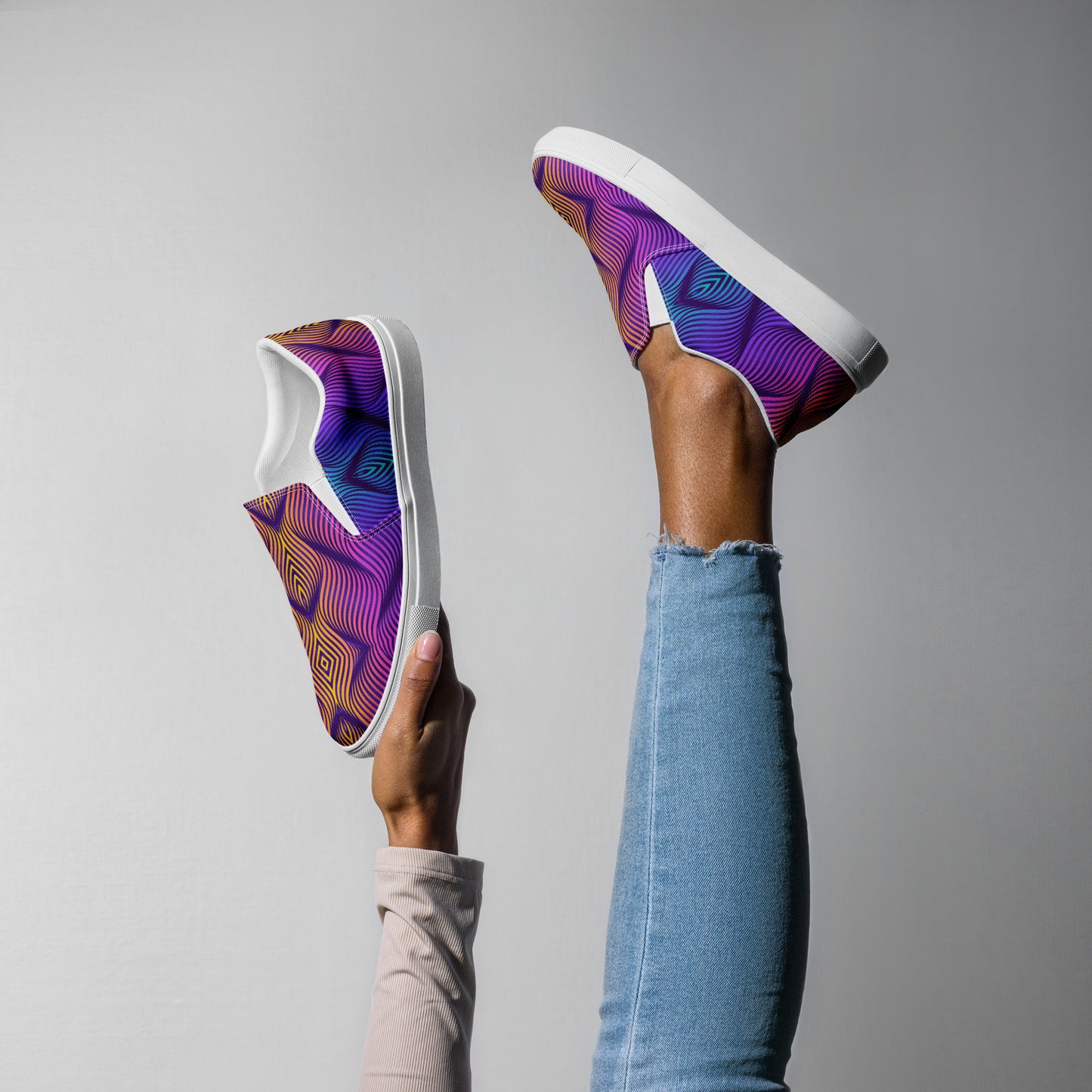 GeoMetro | Women’s Slip-on Canvas Shoes | Skater Orange