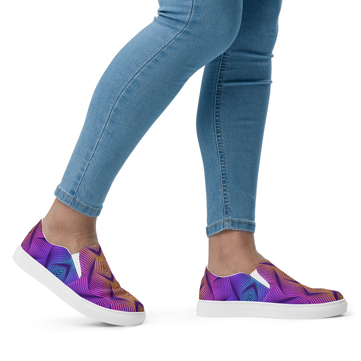 GeoMetro | Women’s Slip-on Canvas Shoes | Skater Orange