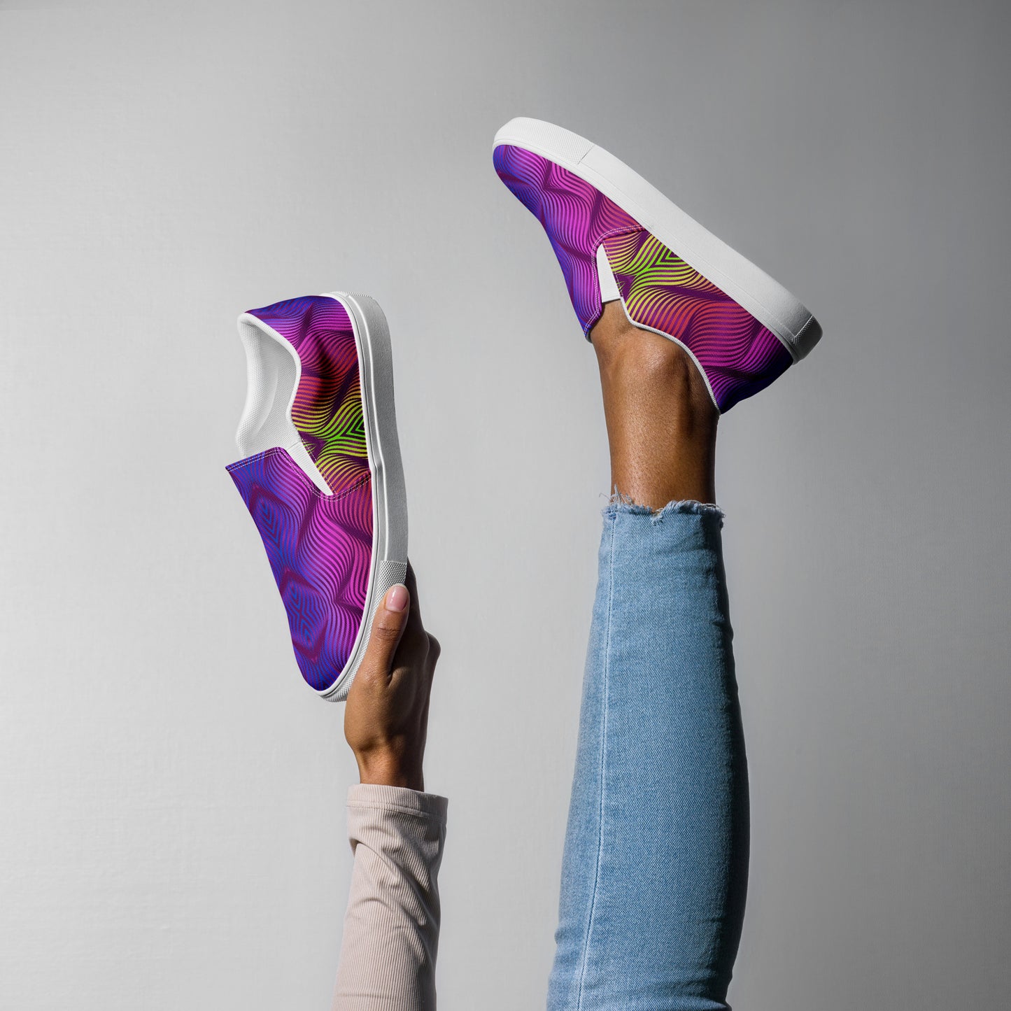 GeoMetro | Women’s Slip-on Canvas Shoes | Skater Purple