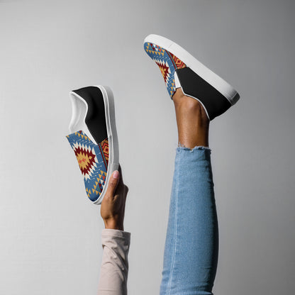 Women’s Southwest Print, Slip-on Canvas Shoes, Native American, Geometric Pattern, Veyo Halftone