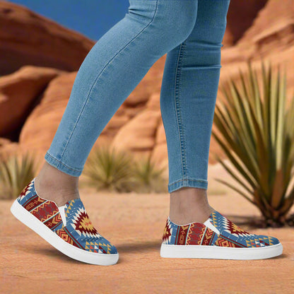 Women’s Southwest Print, Slip-on Canvas Shoes, Native American, Geometric Pattern, Veyo