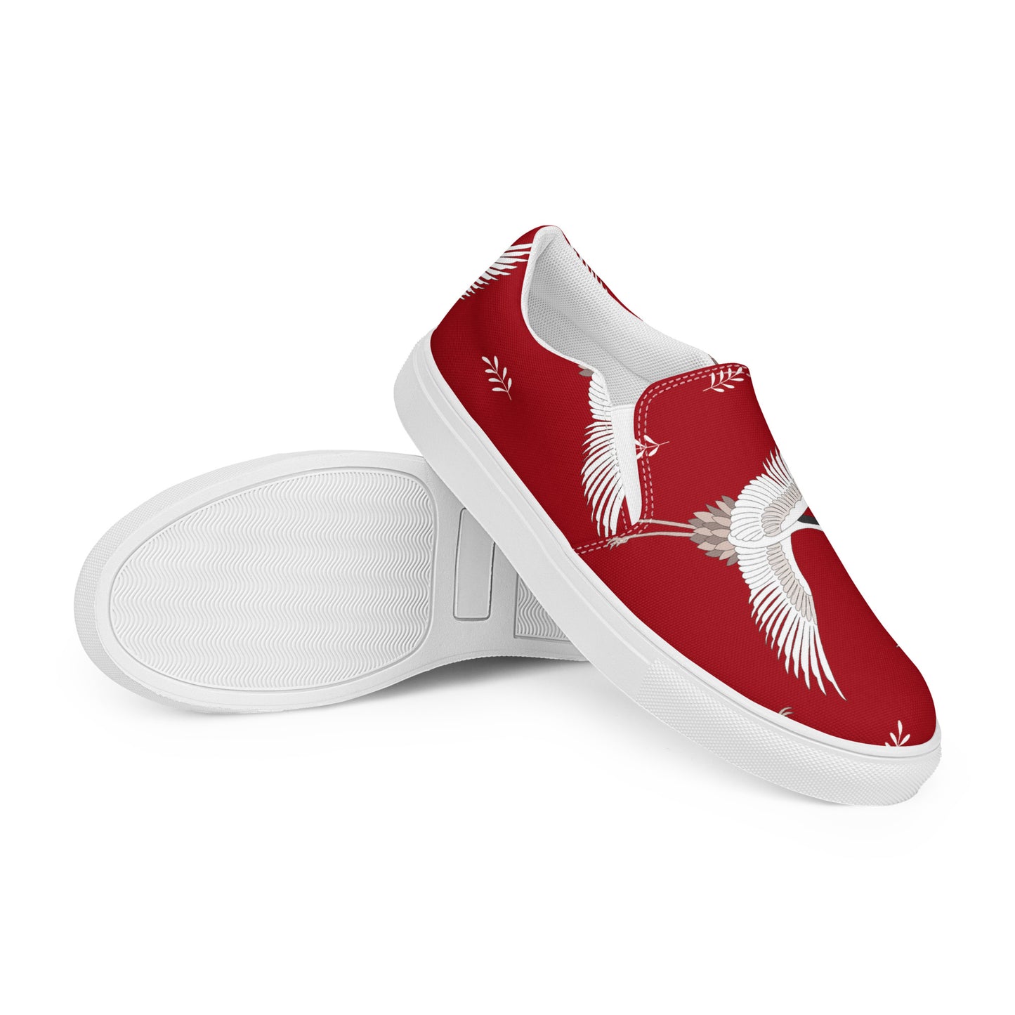 Silk Road | Women’s Slip-on Canvas Shoes | Red Crane