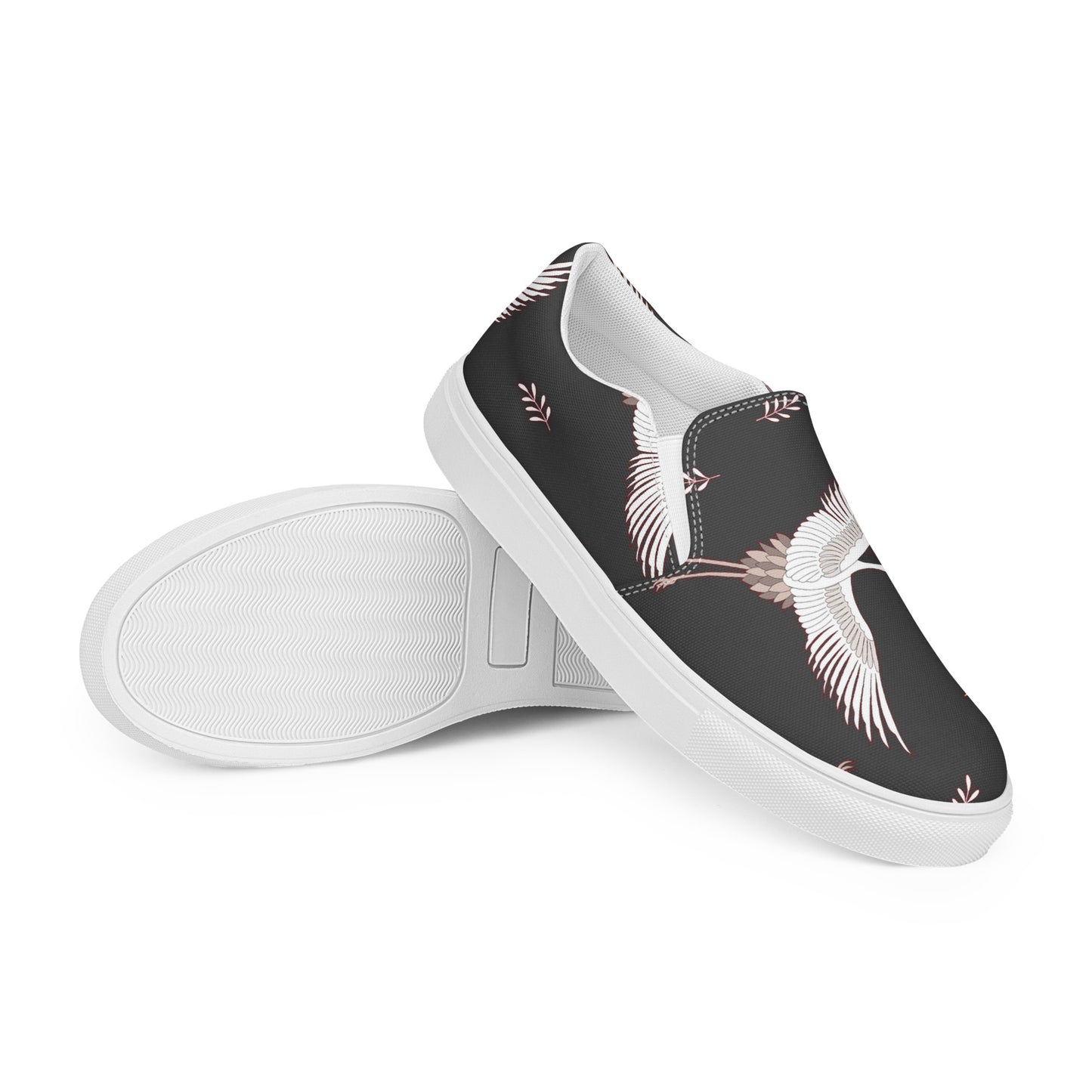 Silk Road | Women’s Slip-on Canvas Shoes | Black Crane