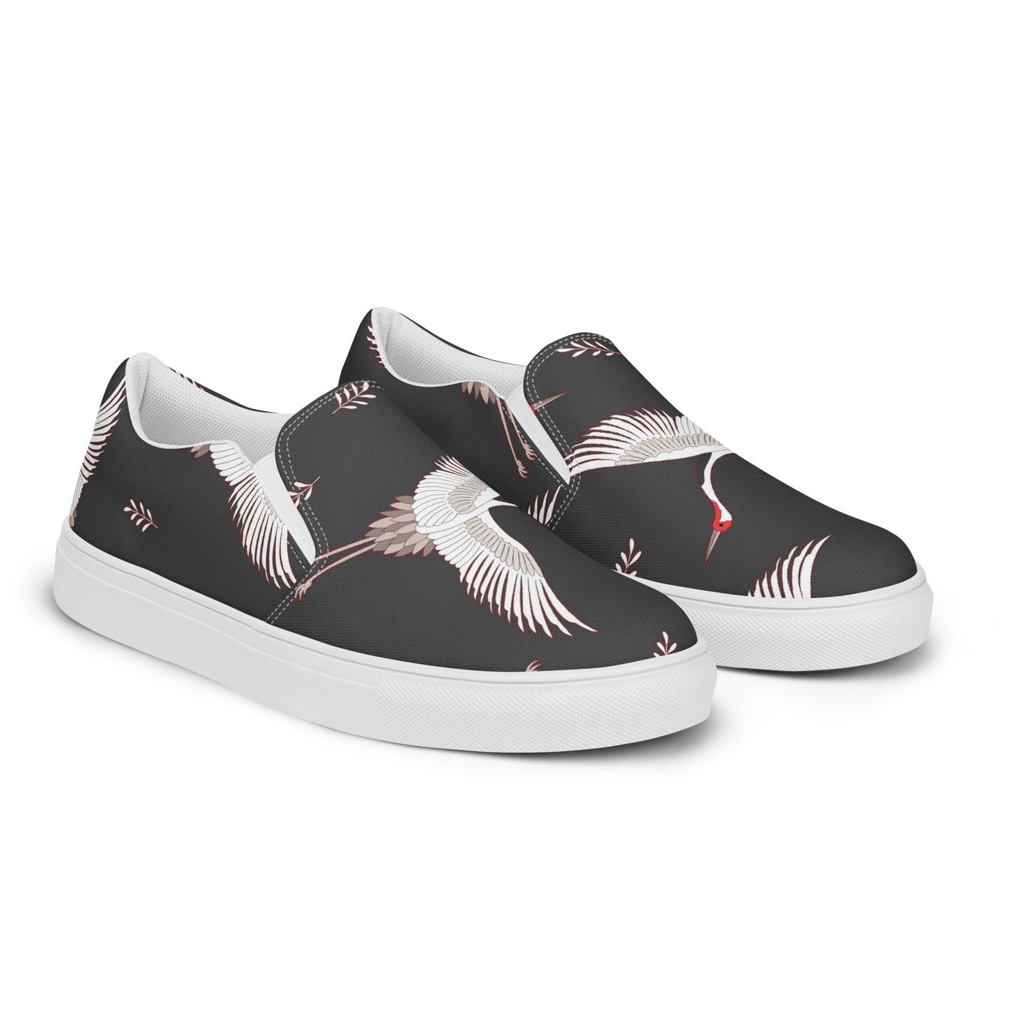 Silk Road | Women’s Slip-on Canvas Shoes | Black Crane