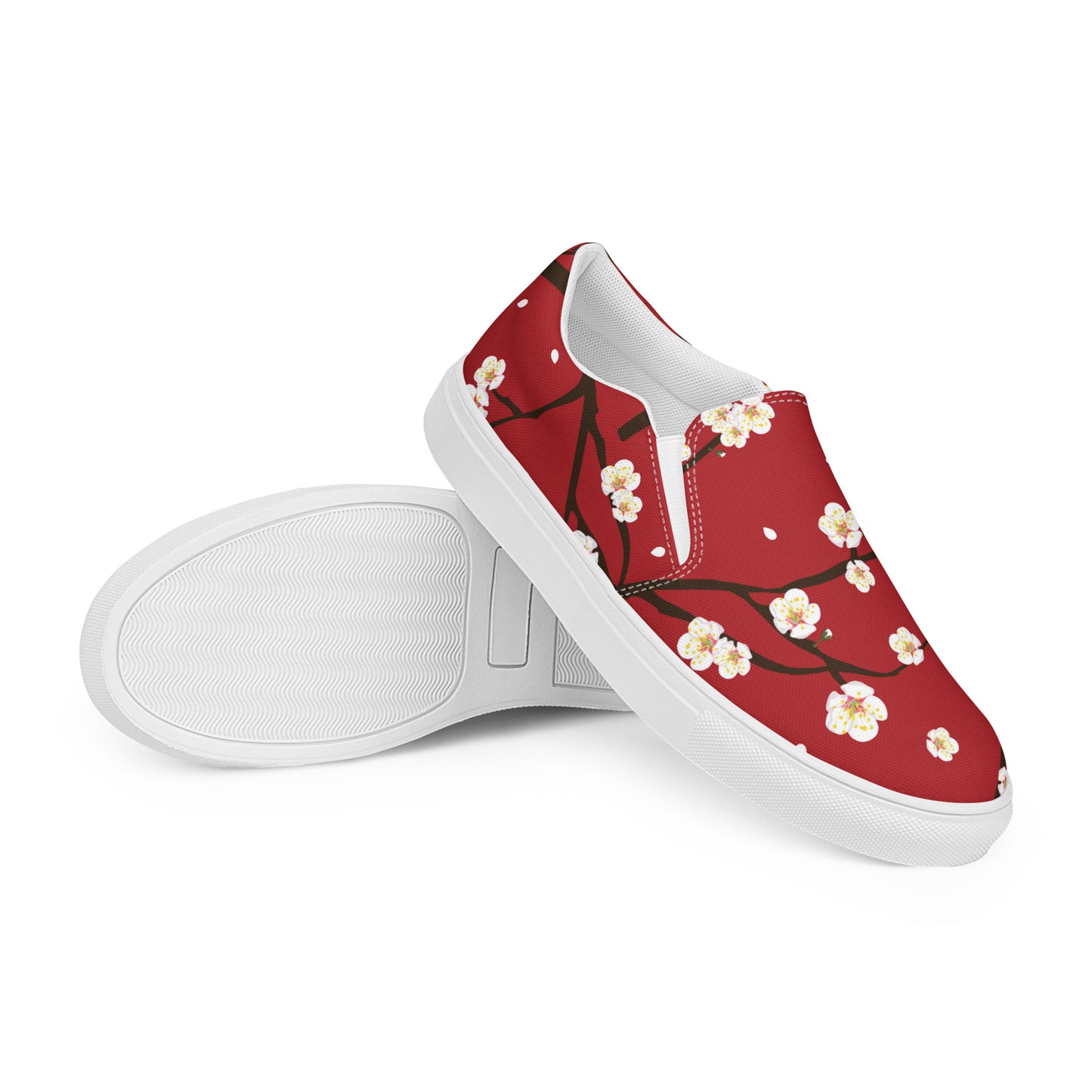 Silk Road | Women’s Slip-on Canvas Shoes | Red Blossom