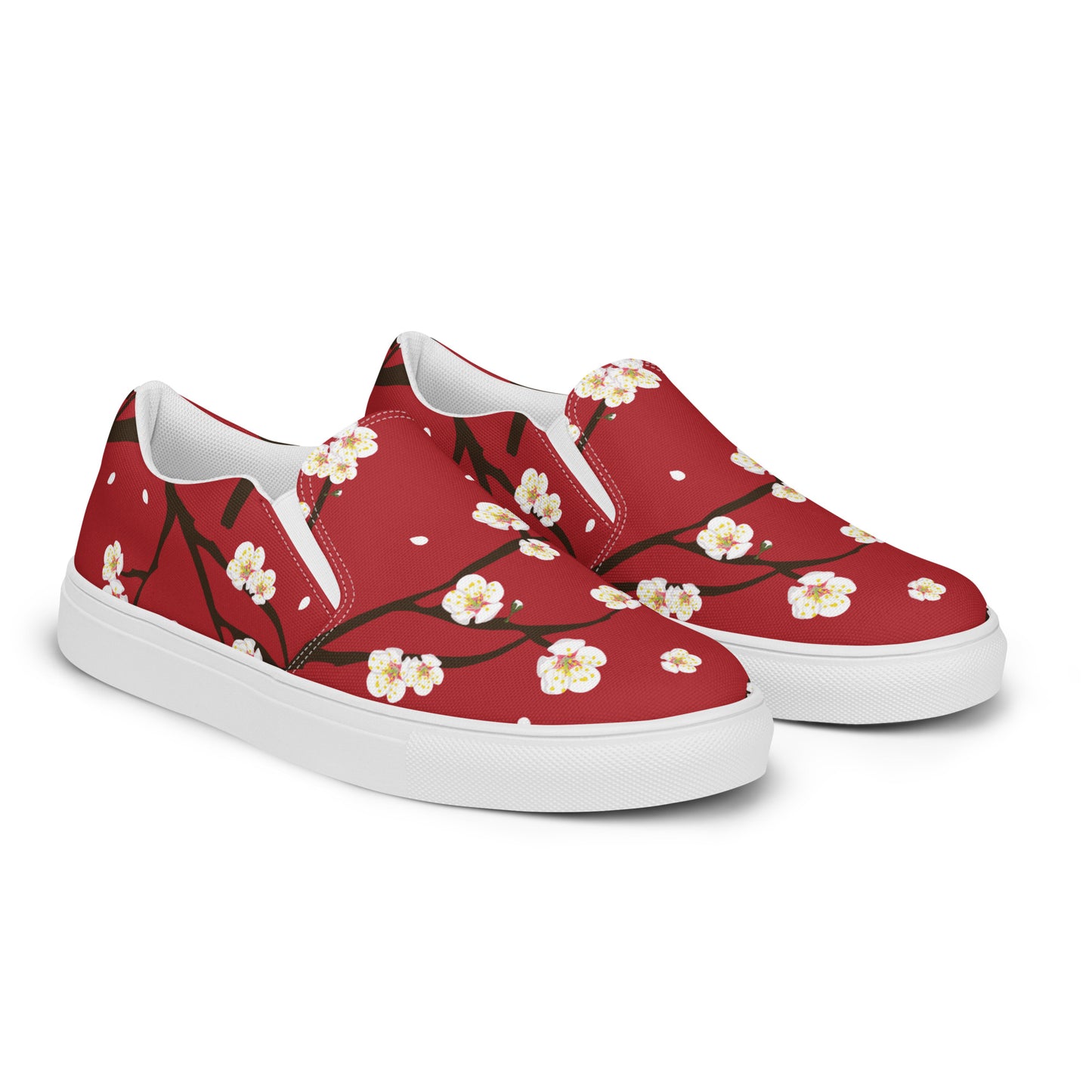 Silk Road | Women’s Slip-on Canvas Shoes | Red Blossom