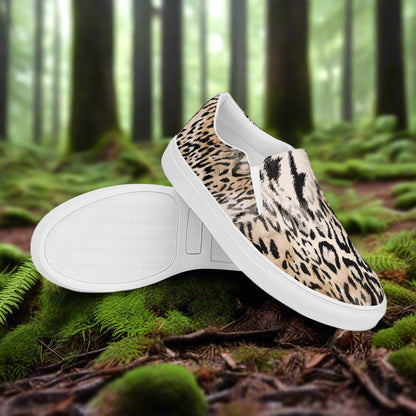 Women’s Animal Pattern Slip-on Custom Canvas Shoes, Leopard Print