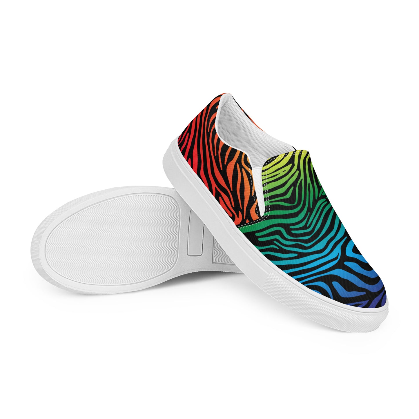 Eden Garden | Women’s Slip-on Canvas Shoes | Rainbow Zebra