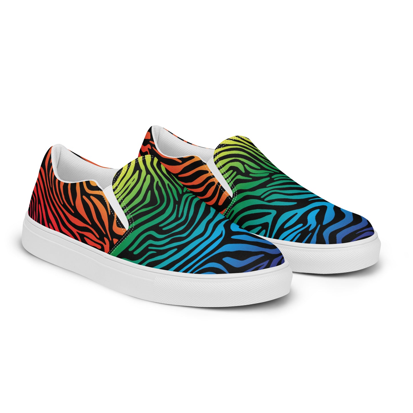 Eden Garden | Women’s Slip-on Canvas Shoes | Rainbow Zebra