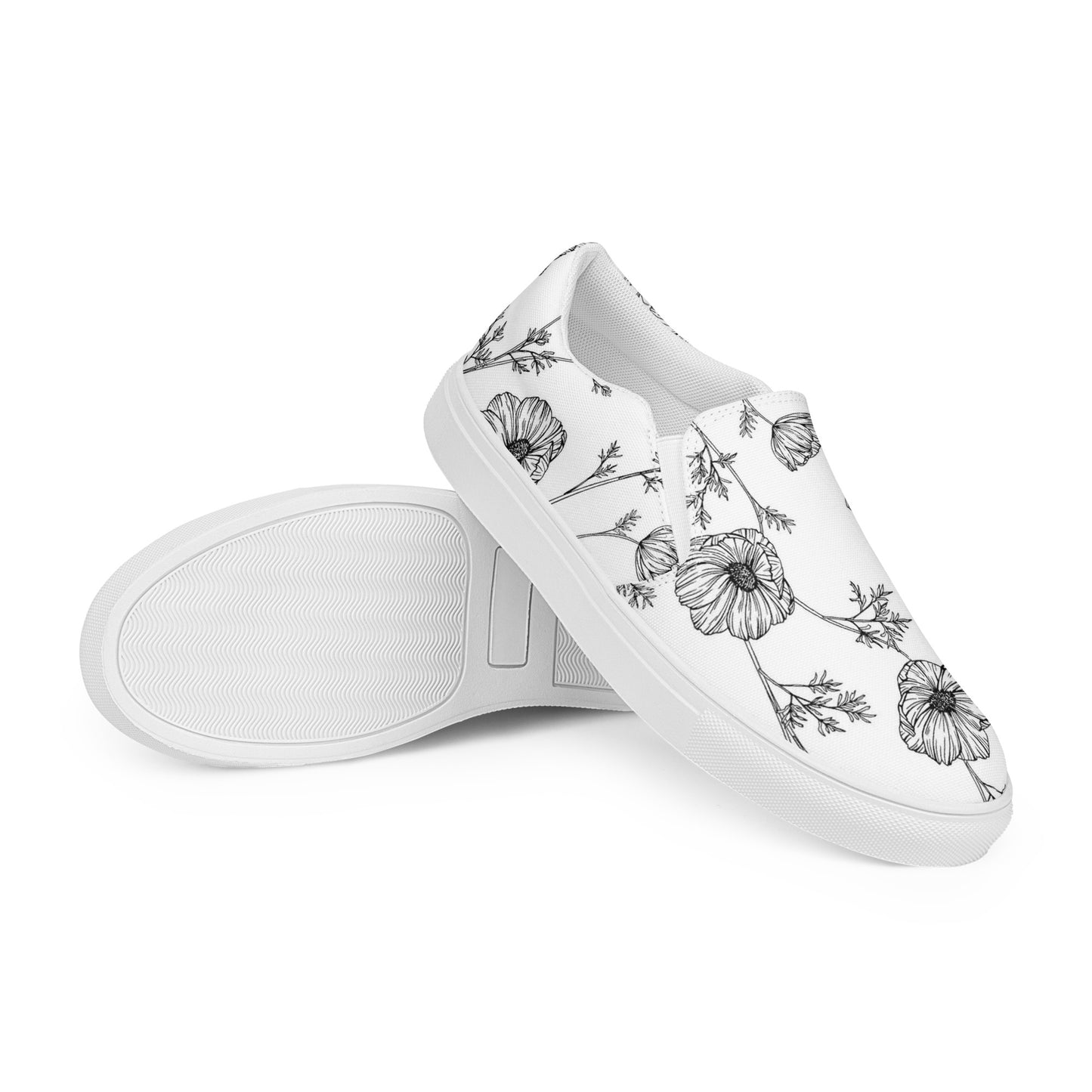 Eden Garden | Women’s Slip-on Canvas Shoes | White Poppy