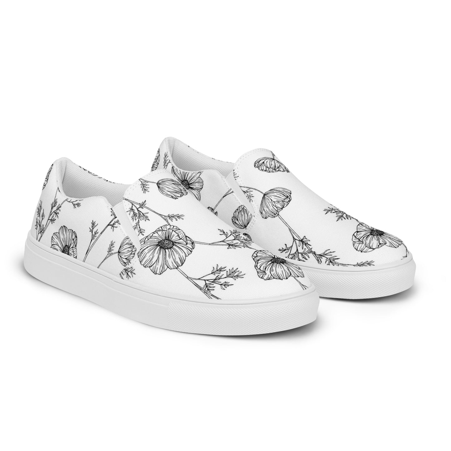 Eden Garden | Women’s Slip-on Canvas Shoes | White Poppy