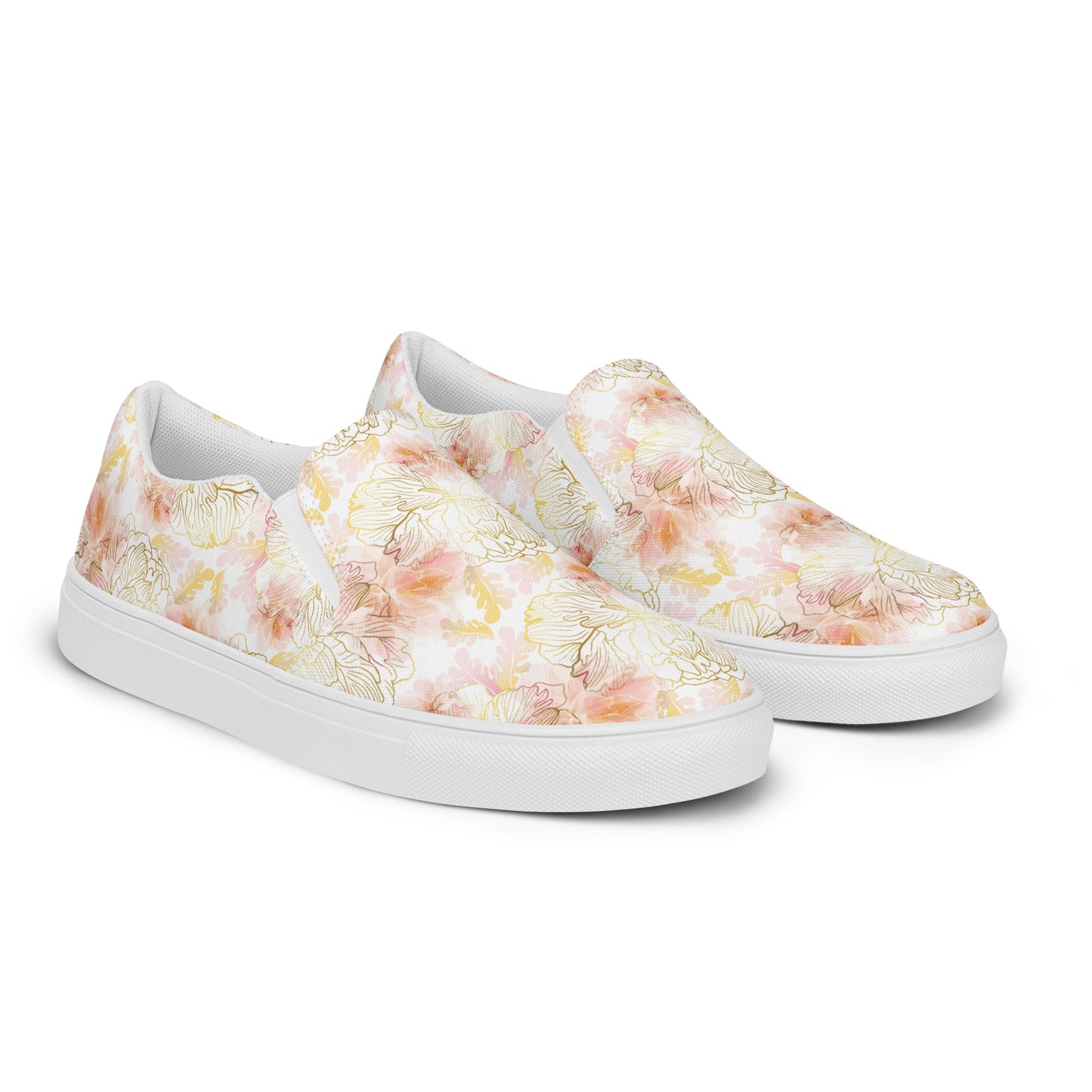 Eden Garden | Women’s Slip-on Canvas Shoes | Pink Peony