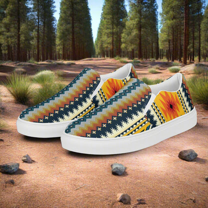 Women’s Southwest Print, Slip-on Canvas Shoes, Native American, Geometric Pattern, Nakai