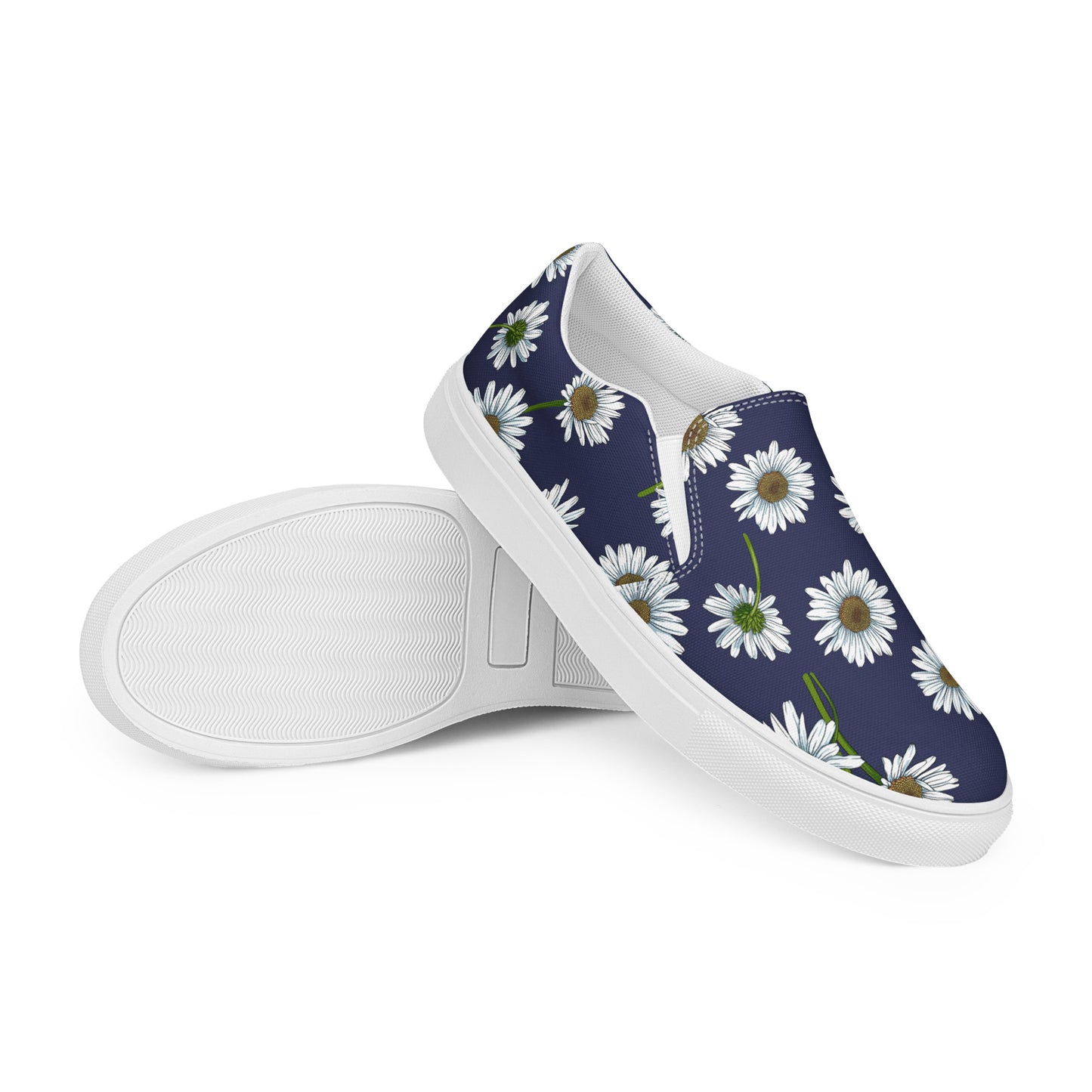 Eden Garden | Women’s Slip-on Canvas Shoes | White Daisy