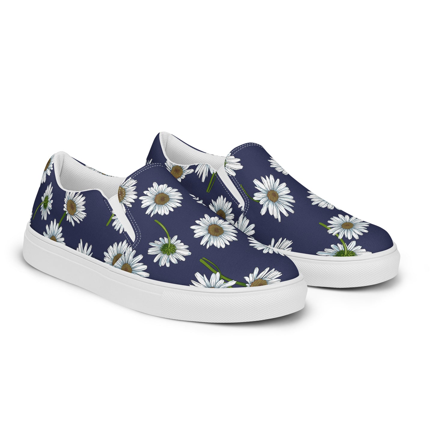 Eden Garden | Women’s Slip-on Canvas Shoes | White Daisy