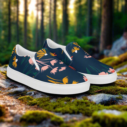 Women’s Custom Floral Print Slip-on Canvas Shoes Coneflowers