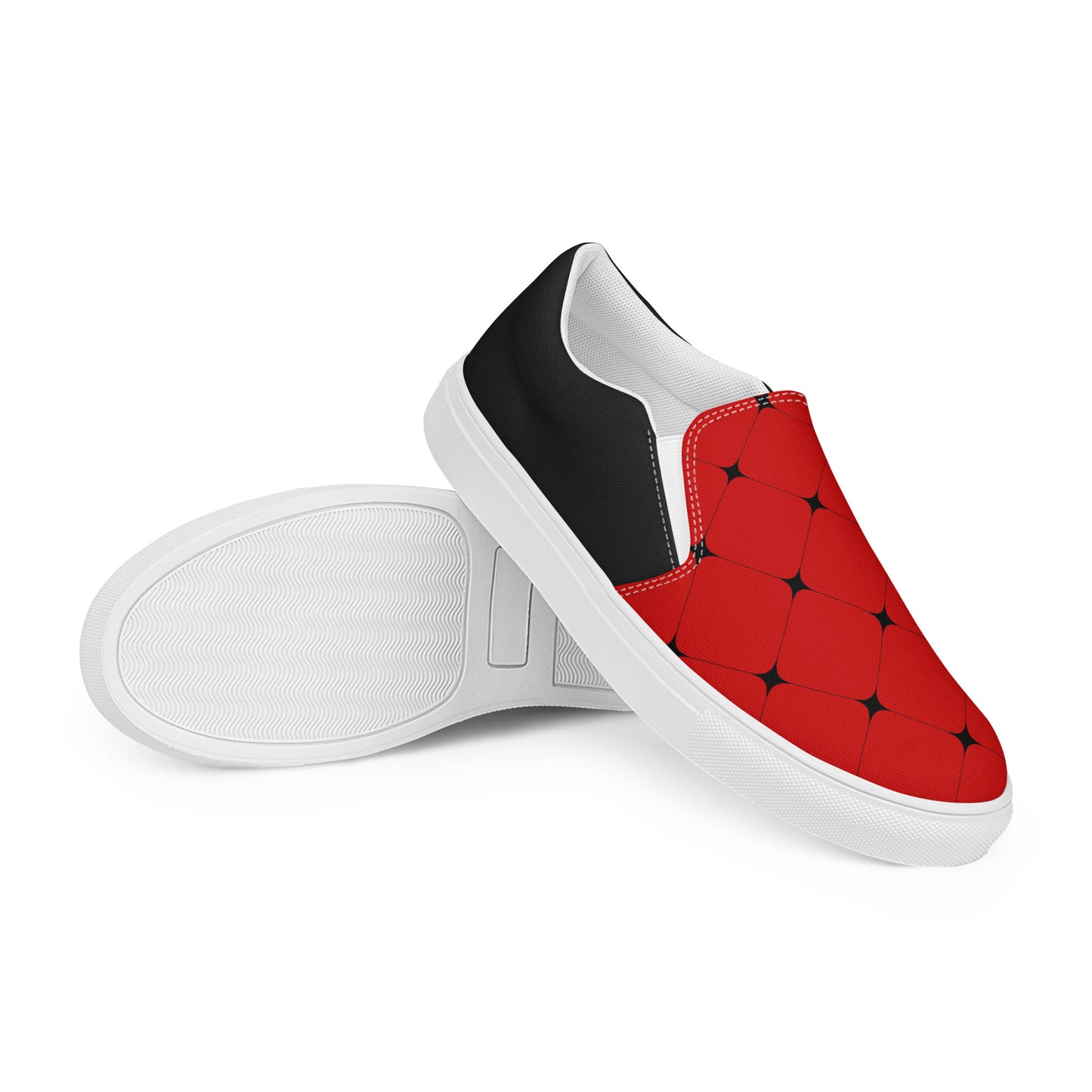 Silk Road | Women’s Slip-on Canvas Shoes | Red Diamond Halftone