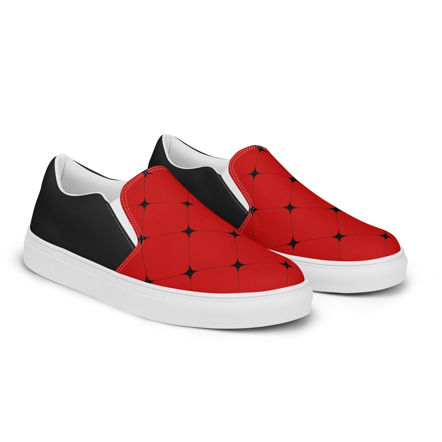 Silk Road | Women’s Slip-on Canvas Shoes | Red Diamond Halftone