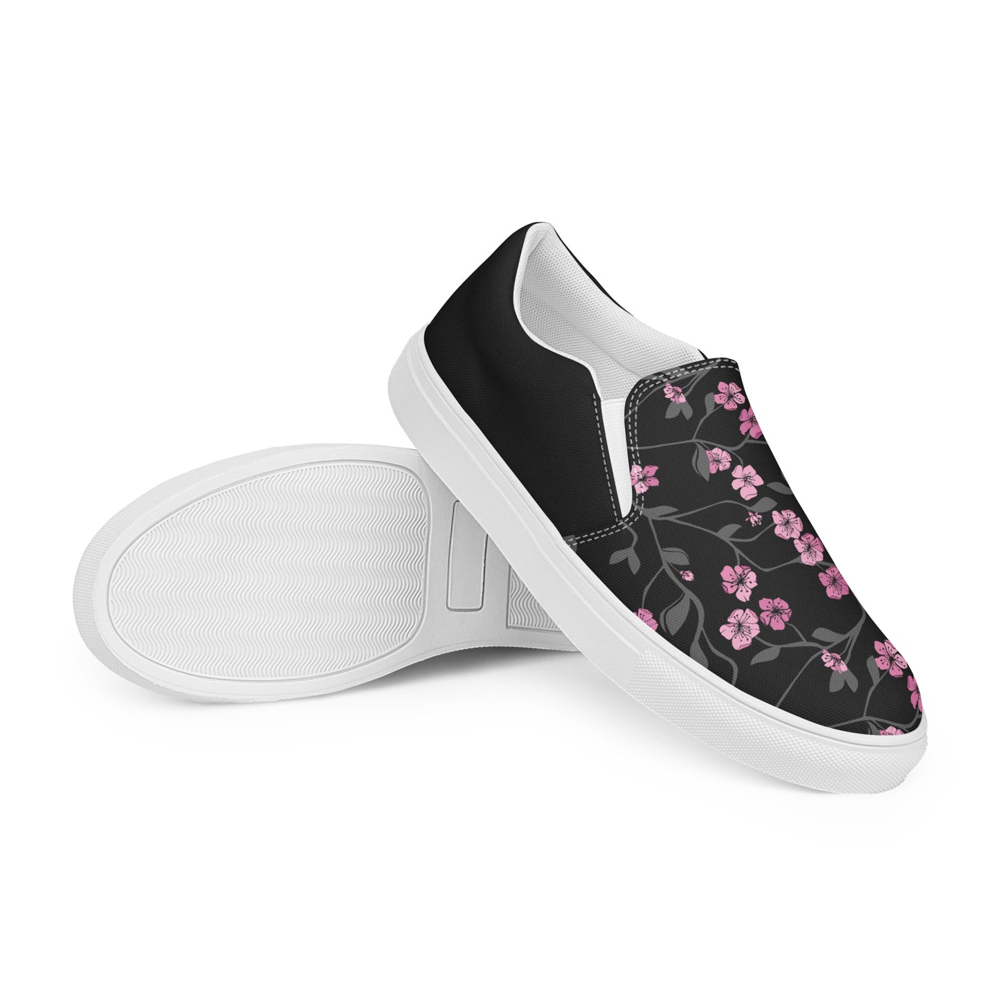 Eden Garden | Women’s Slip-on Canvas Shoes | Black Cherry Halftone