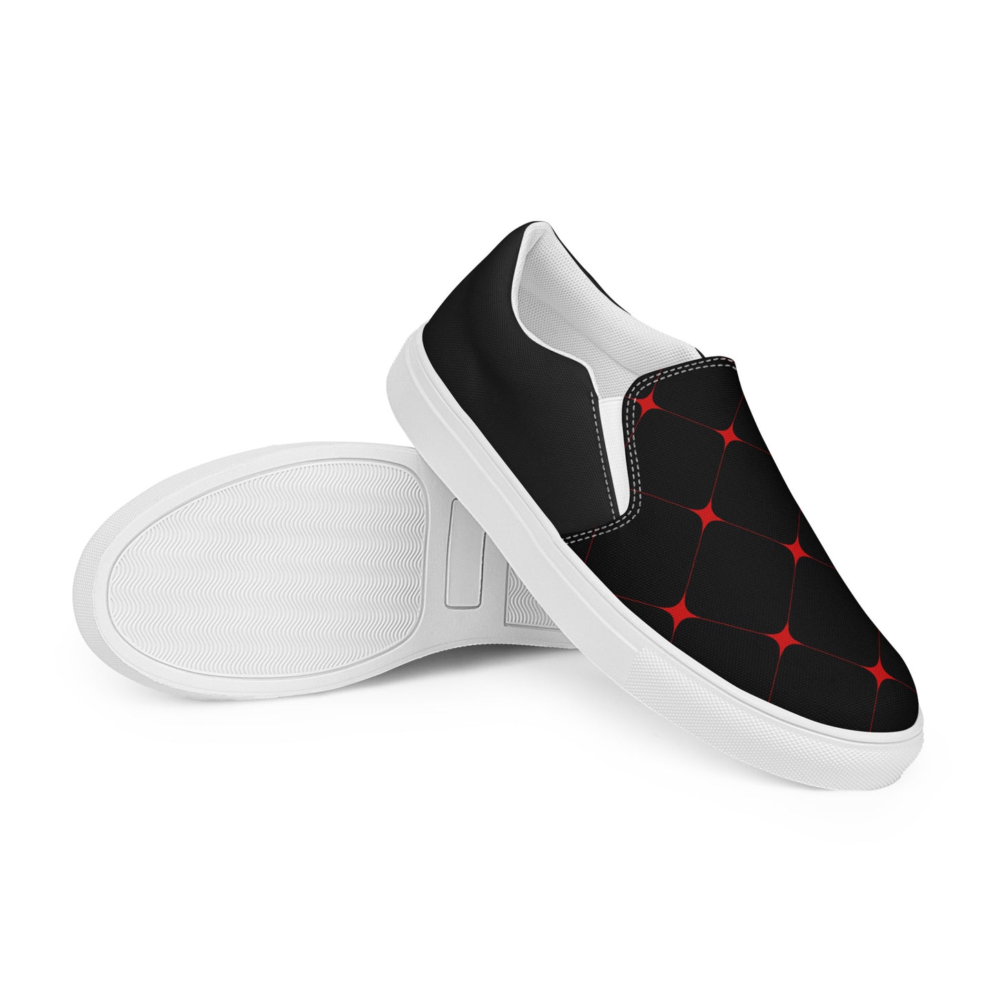 Silk Road | Women’s Slip-on Canvas Shoes | Crimson Diamond Halftone