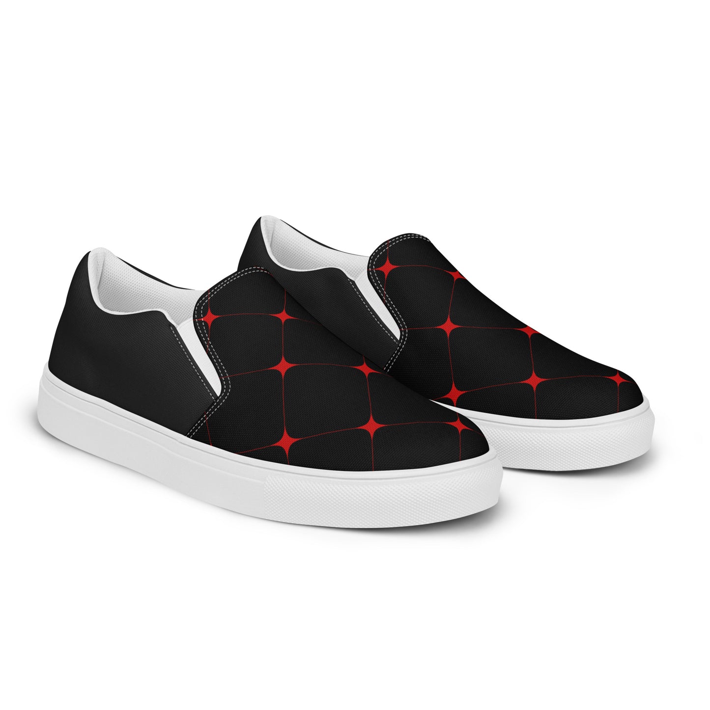 Silk Road | Women’s Slip-on Canvas Shoes | Crimson Diamond Halftone