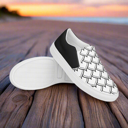 Women’s Custom, Slip-on Canvas Shoes, Far East Geometric Pattern, Ottomon Halftone