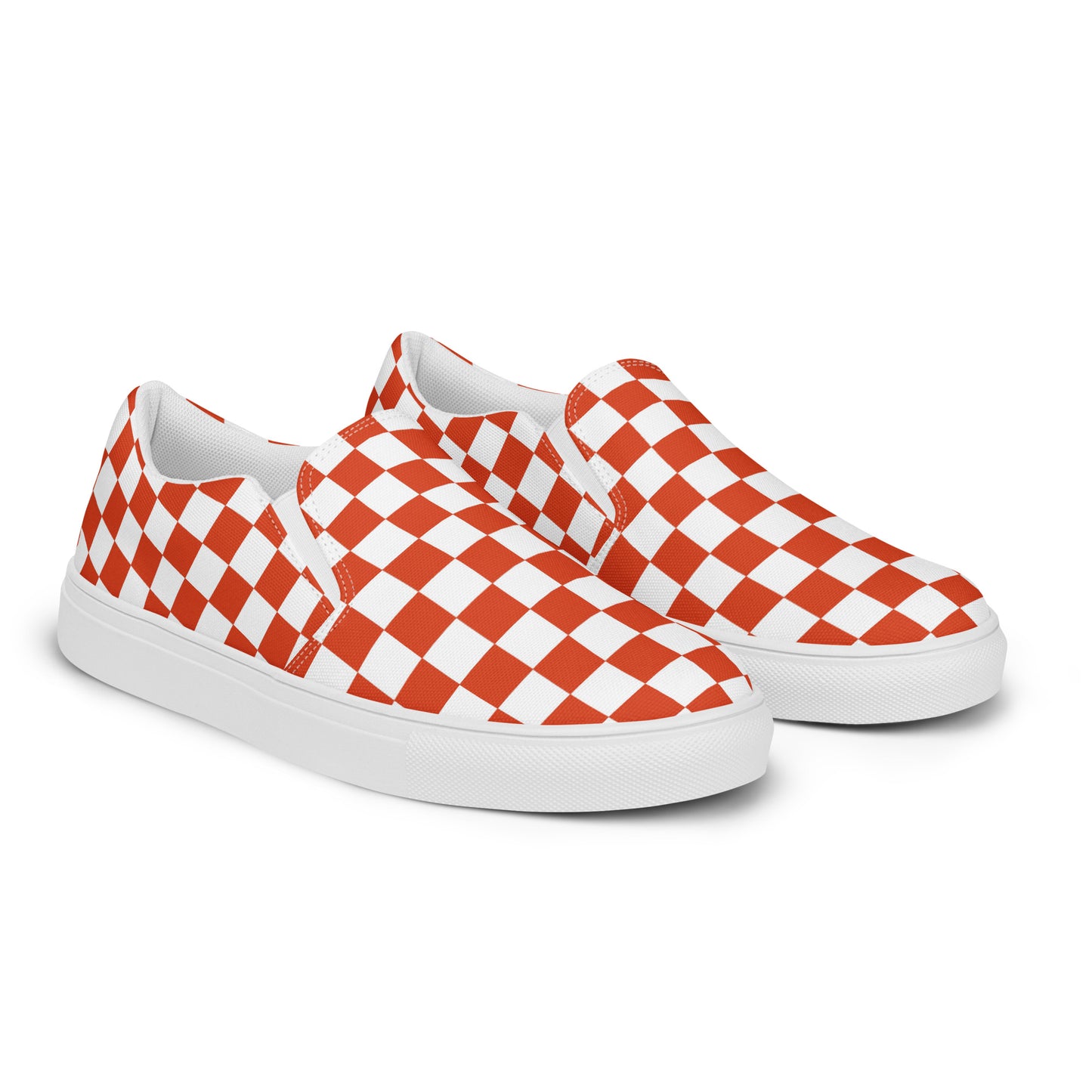 GeoMetro | Women’s Slip-on Canvas Shoes | Red Chex