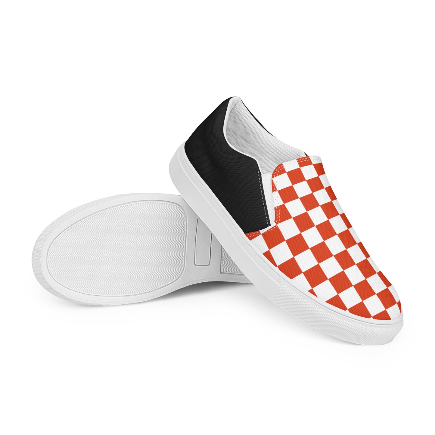 GeoMetro | Women’s Slip-on Canvas Shoes | Red Chex Halftone