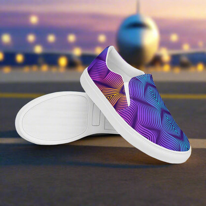 Women’s Custom Slip-on Canvas Shoes, Streetwear Styled, Skater Blue