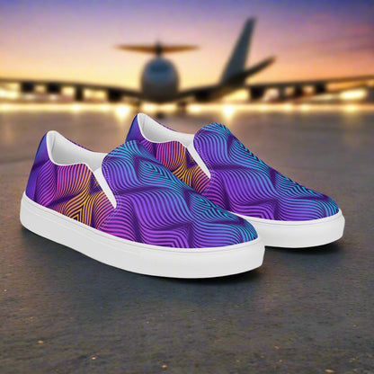 Women’s Custom Slip-on Canvas Shoes, Streetwear Styled, Skater Blue