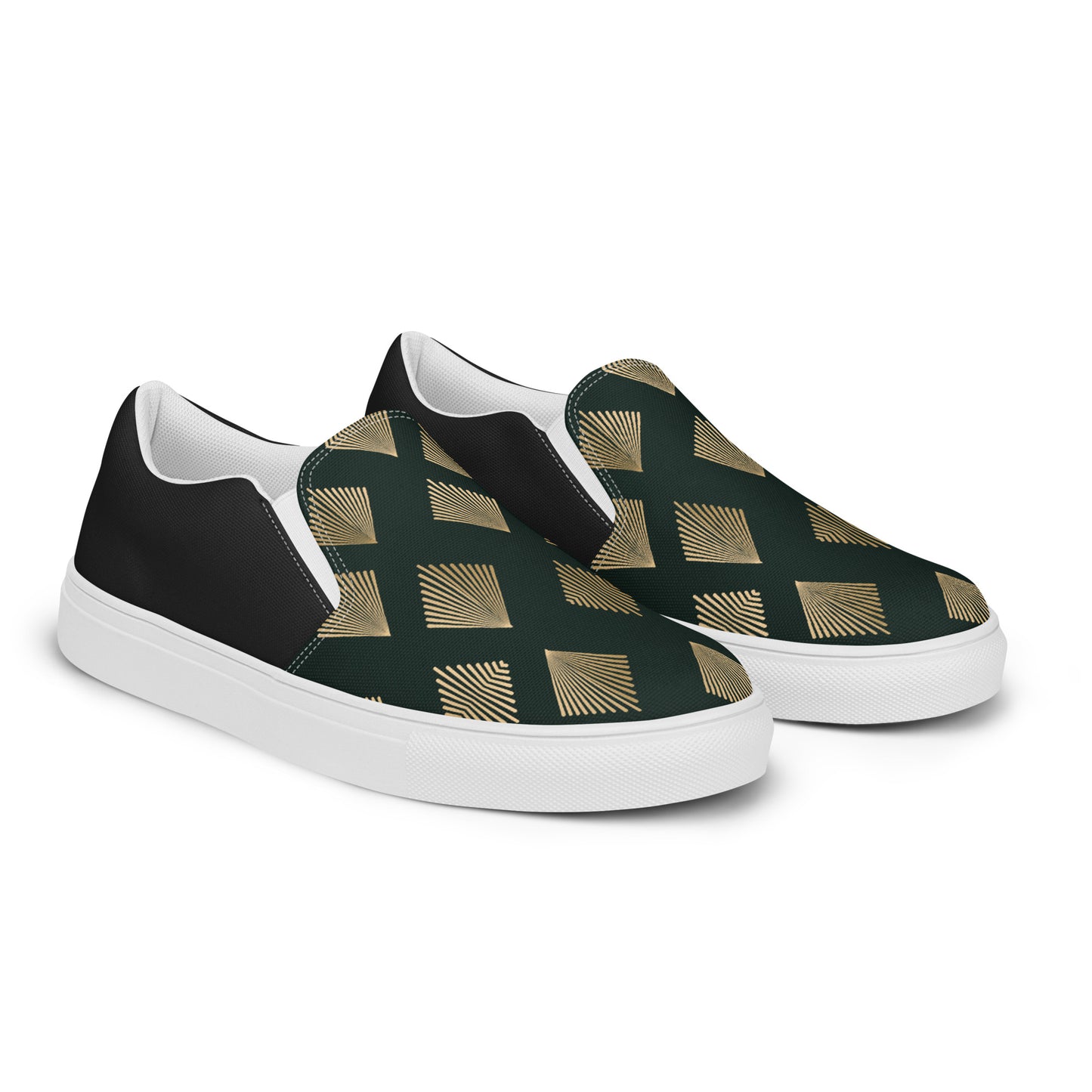 GeoMetro | Women’s Slip-on Canvas Shoes | Deco Diamond Halftone