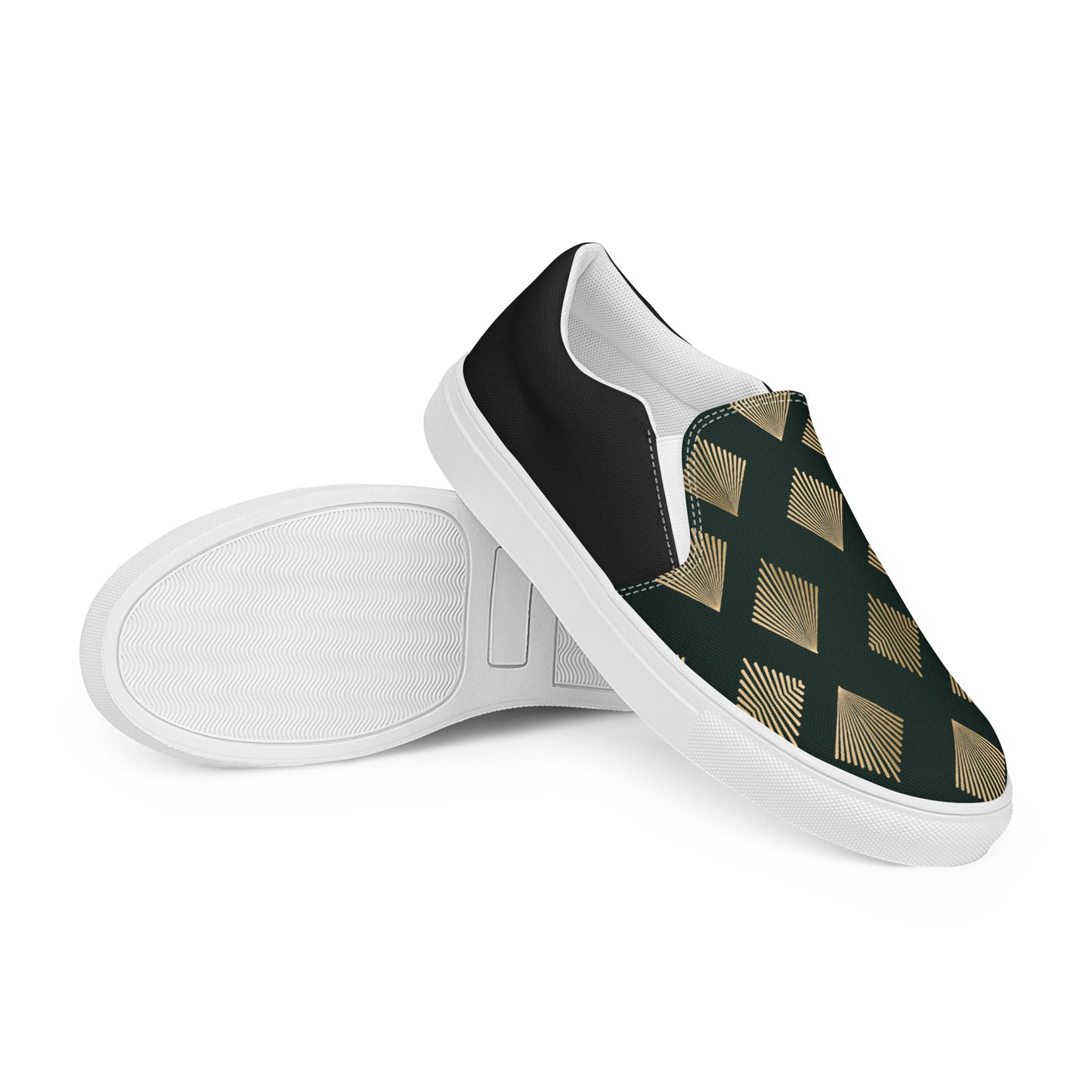 GeoMetro | Women’s Slip-on Canvas Shoes | Deco Diamond Halftone