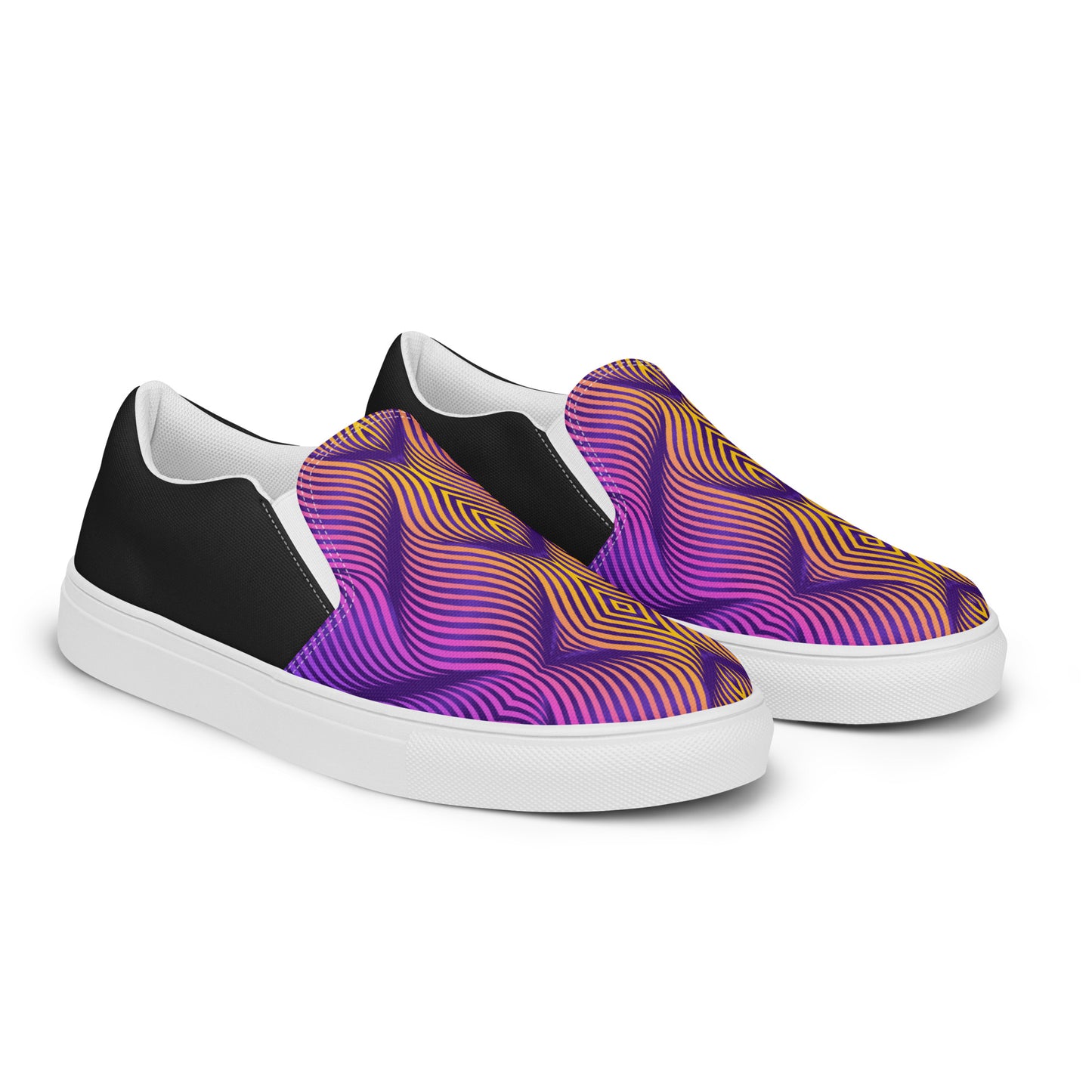 GeoMetro | Women’s Slip-on Canvas Shoes | Skater Orange Halftone