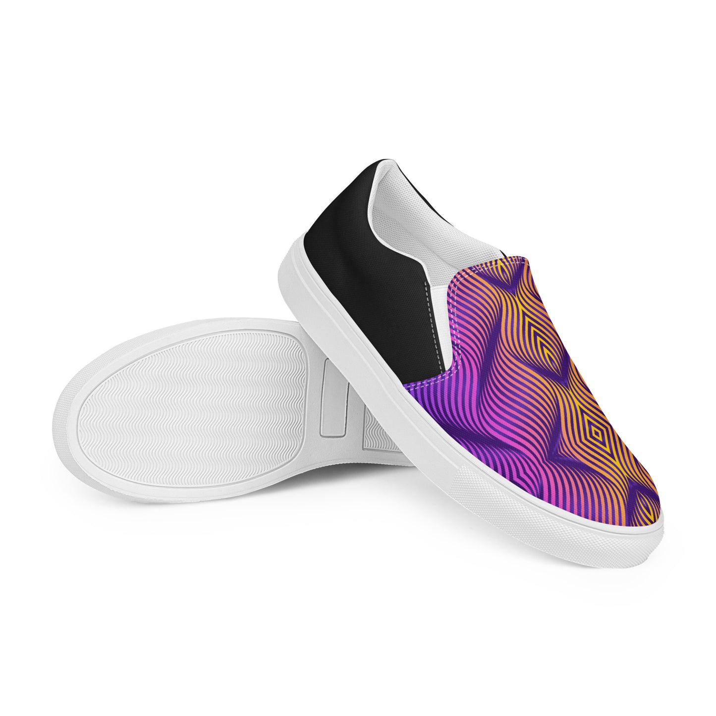 GeoMetro | Women’s Slip-on Canvas Shoes | Skater Orange Halftone