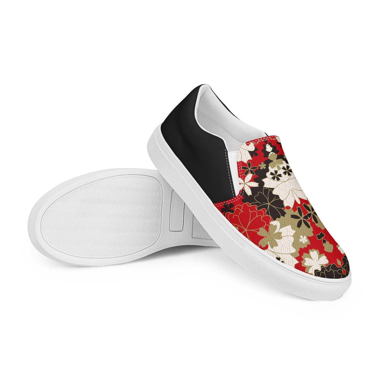 Silk Road | Women’s Slip-on Canvas Shoes | Black Lotus Halftone