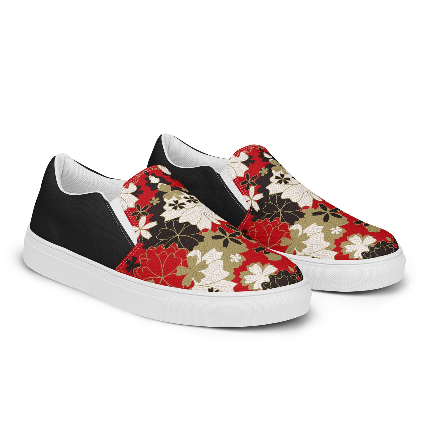 Silk Road | Women’s Slip-on Canvas Shoes | Black Lotus Halftone