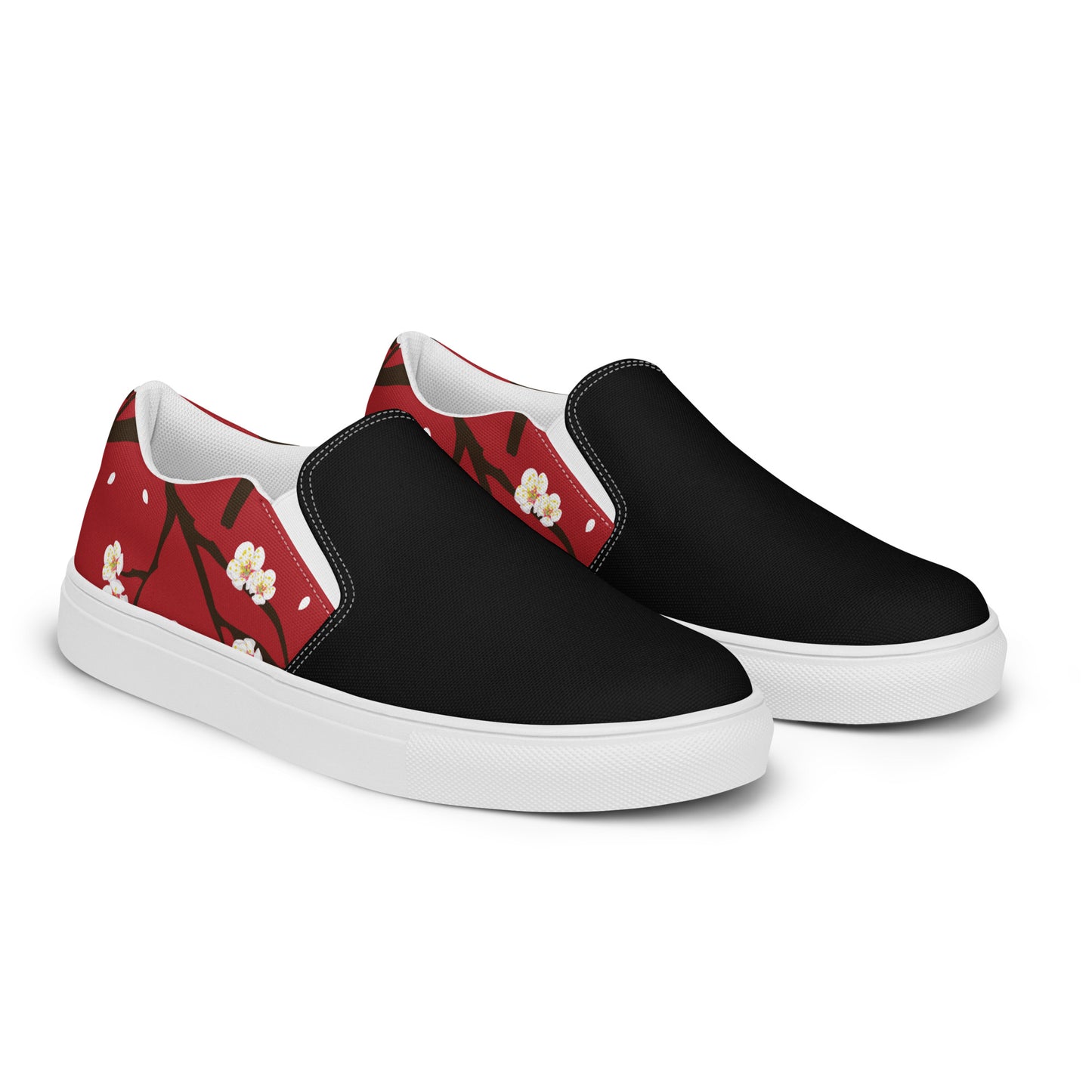 Silk Road | Women’s Slip-on Canvas Shoes | Red Blossom 2Tone