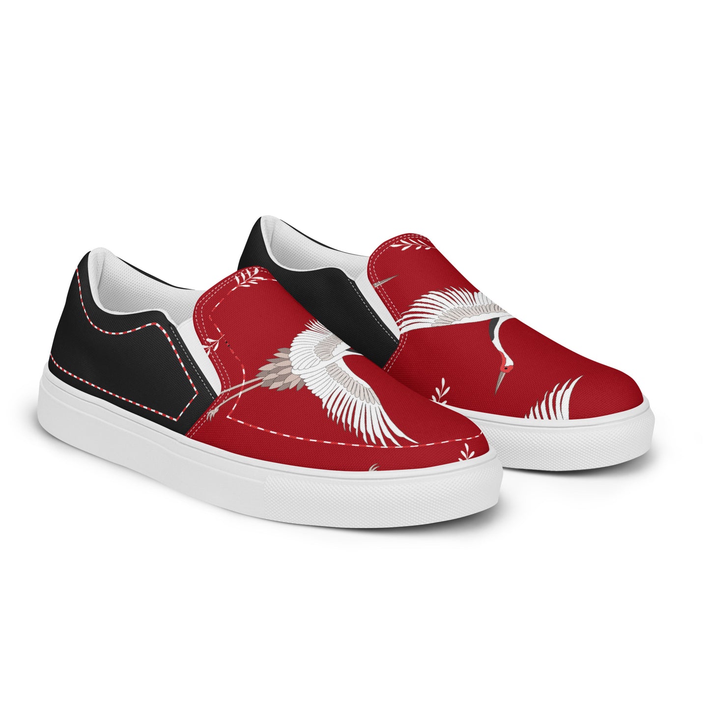 Silk Road | Women’s Slip-on Canvas Shoes | Red Crane Halftone