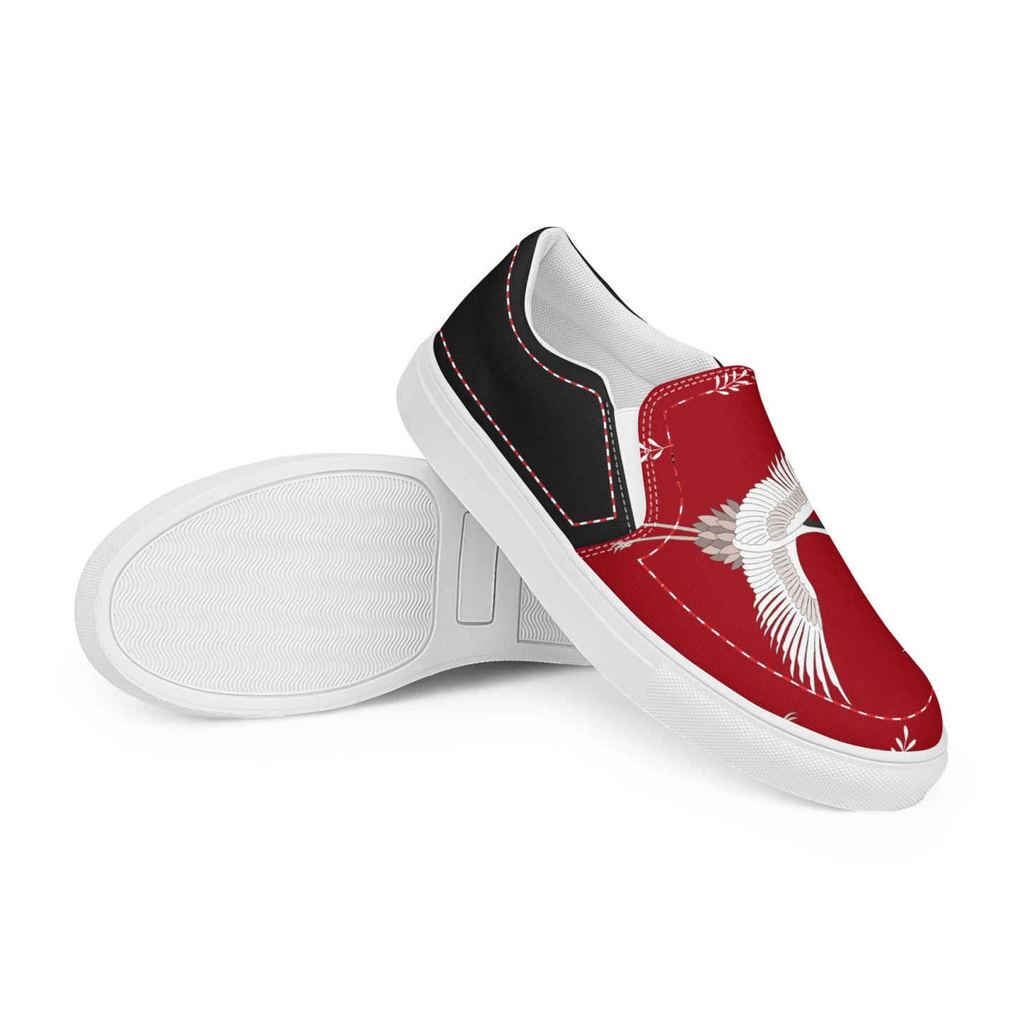 Silk Road | Women’s Slip-on Canvas Shoes | Red Crane Halftone