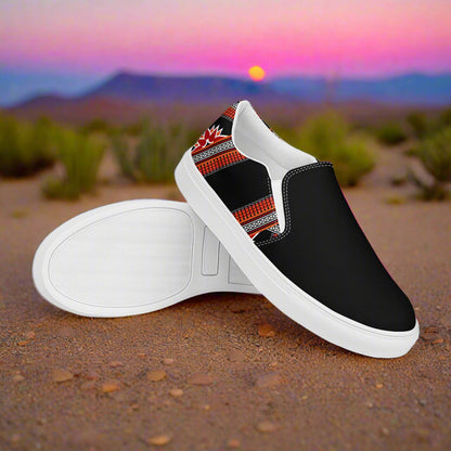 Women’s Southwest Print, Custom Slip-on Canvas Shoes, Geometric Pattern, Barbarosa, Two-Tone