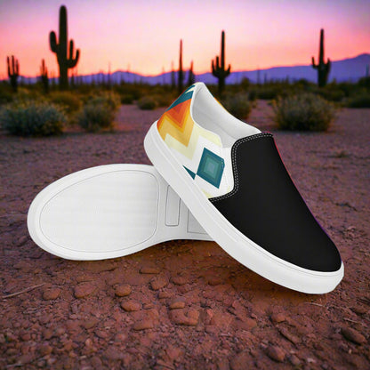 Women’s Southwest Print, Slip-on Canvas Shoes, Native American, Geometric Pattern, Sundance Two-Tone