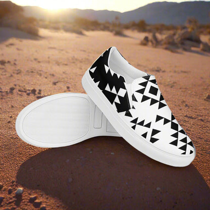 Women’s Southwest Print, Slip-on Canvas Shoes, Native American, Geometric Pattern, Sonora Reverse 