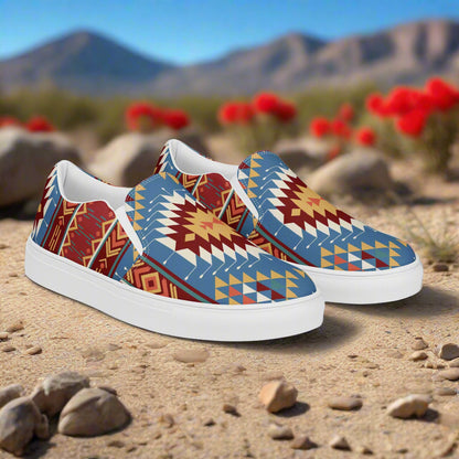 Women’s Southwest Print, Slip-on Canvas Shoes, Native American, Geometric Pattern, Veyo