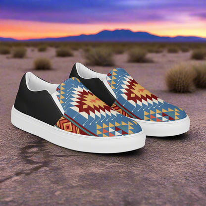 Women’s Southwest Print, Slip-on Canvas Shoes, Native American, Geometric Pattern, Veyo Halftone