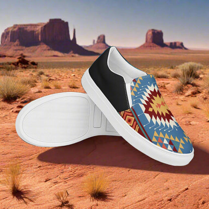 Women’s Southwest Print, Slip-on Canvas Shoes, Native American, Geometric Pattern, Veyo Halftone