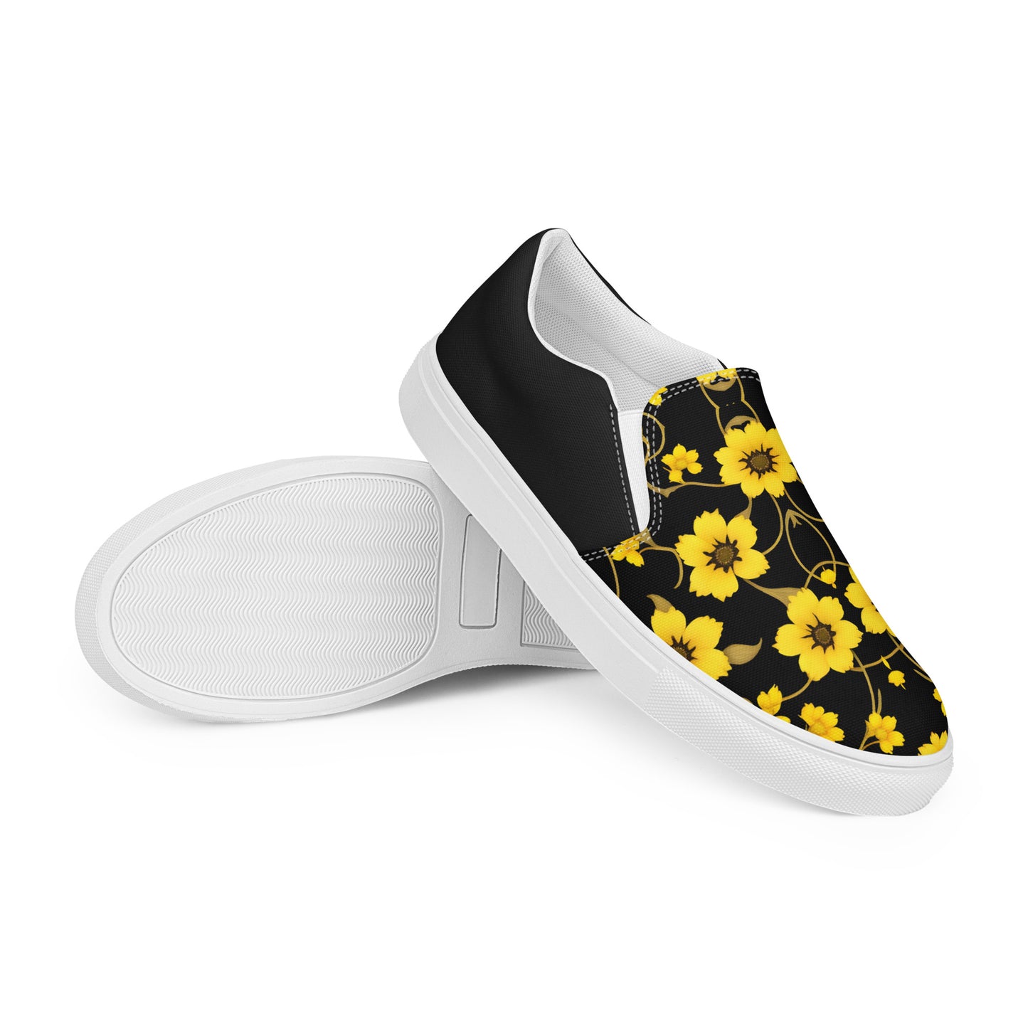 Eden Garden | Women’s Slip-on Canvas Shoes | Yellow Bloom Halftone